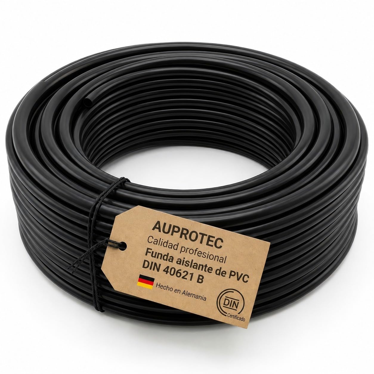 AUPROTEC Funda de Cable Negra 16mm x 10m I PVC Flexible y Aislante I protección para Cables en Uso automotriz y eléctrico I Negro