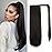 BARSDAR Straight Ponytail Extension - 18 Inch Long Straight Wrap Around Ponytail for Women Clip in Ponytail Hair Extensions Synthetic Brown Hair Pony Tails Hairpieces Daily - Dark Brown