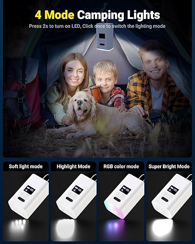 Miniatura 6 de OMQ Portable Air Pump for Inflatables,Electric Air Mattress Pump with Camping Lantern & LED Display, Mini Air Pump 2X Quick Inflate Deflate for Pool