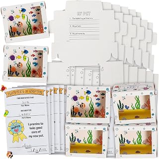 Fun Express Color Your Own Desk Pet Ocean Habitat - 12 Pieces | Adoption Certificates, VBS Vacation Bible School Supplies/Decor