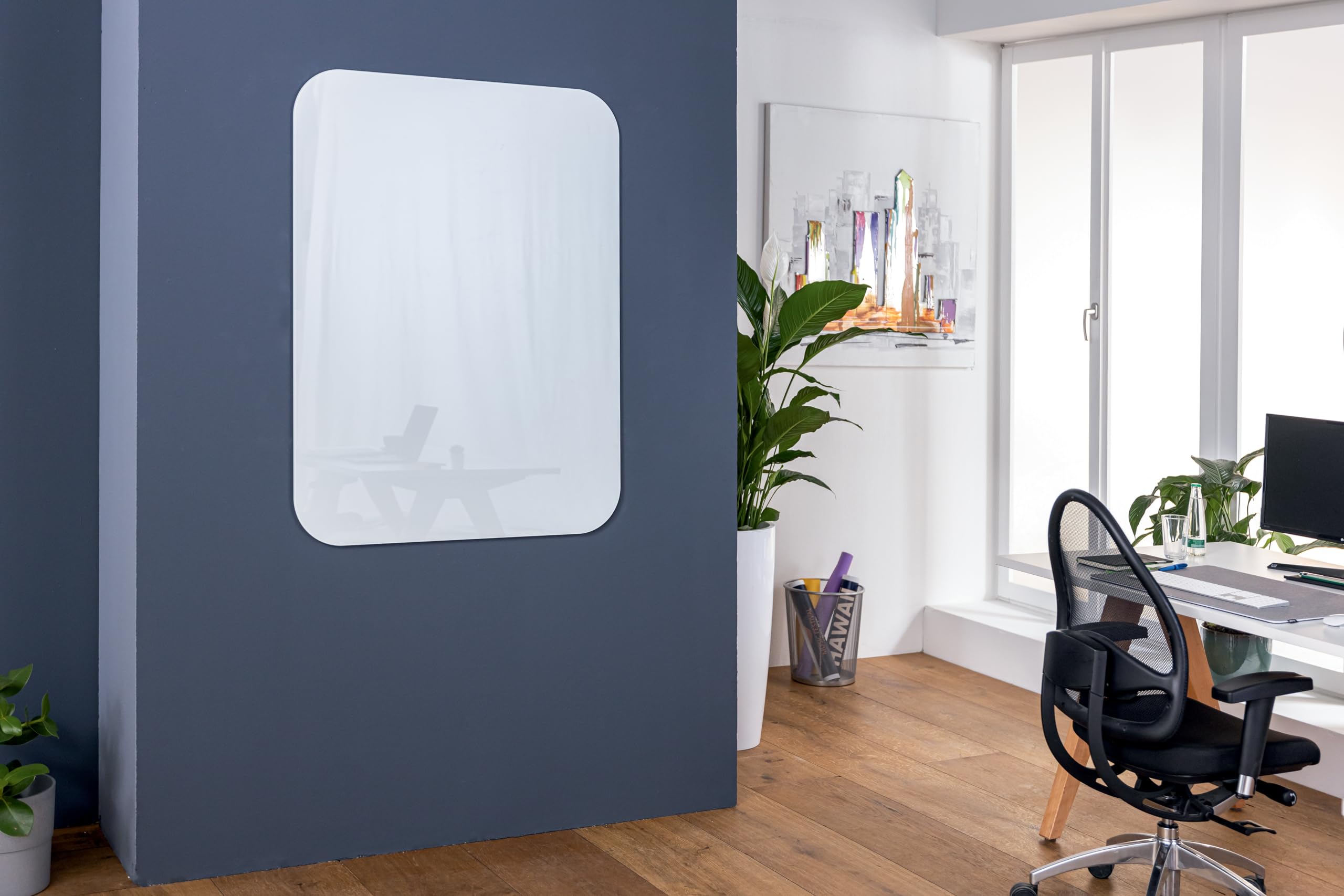 SIGEL Glas-Whiteboard 120x90 cm weiß hochglänzend abgerundete Ecken