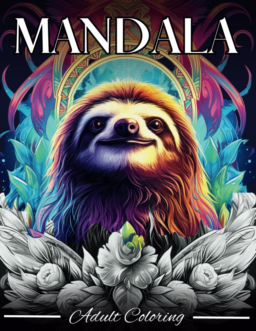 MANDALA SLOTHS - Adult Coloring Book: 40 Intricate Zen-inspired Designs For Relaxation and Inner-piece (Wildlife)