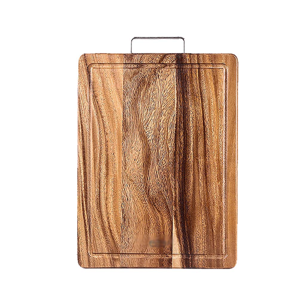 Tagliere Choing Board Tagliere in Legno per Cucina Tagliere Reversibile con Manico e scanalature per Il Succo Vassoio Choing 2 cm Carne addensata Verdura Pane Frutta, 34,5x49,5x2 cm