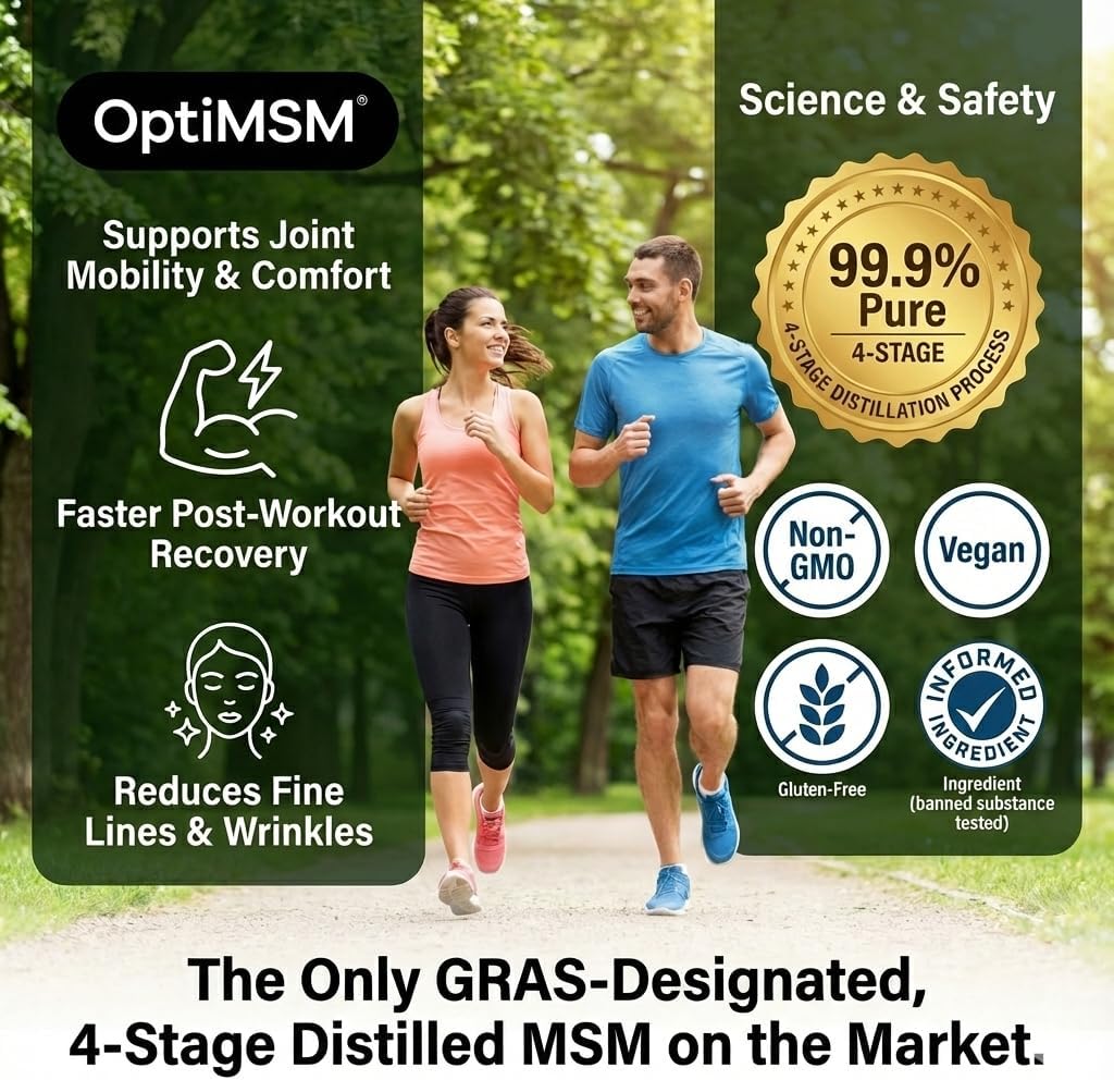 Vegan Glucosamine Chondroitin MSM Joint Support Supplement for Women and Men. Snow Mushroom Chondrotin Sulfate OptiMSM® Mobility, Cartilage & Flexibility Support Shellfish-Free, Non-GMO 120 Capsules