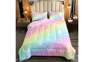 Erosebridal Rainbow Comforter Set - A Kaleidoscope of Colors for Sweet Dreams