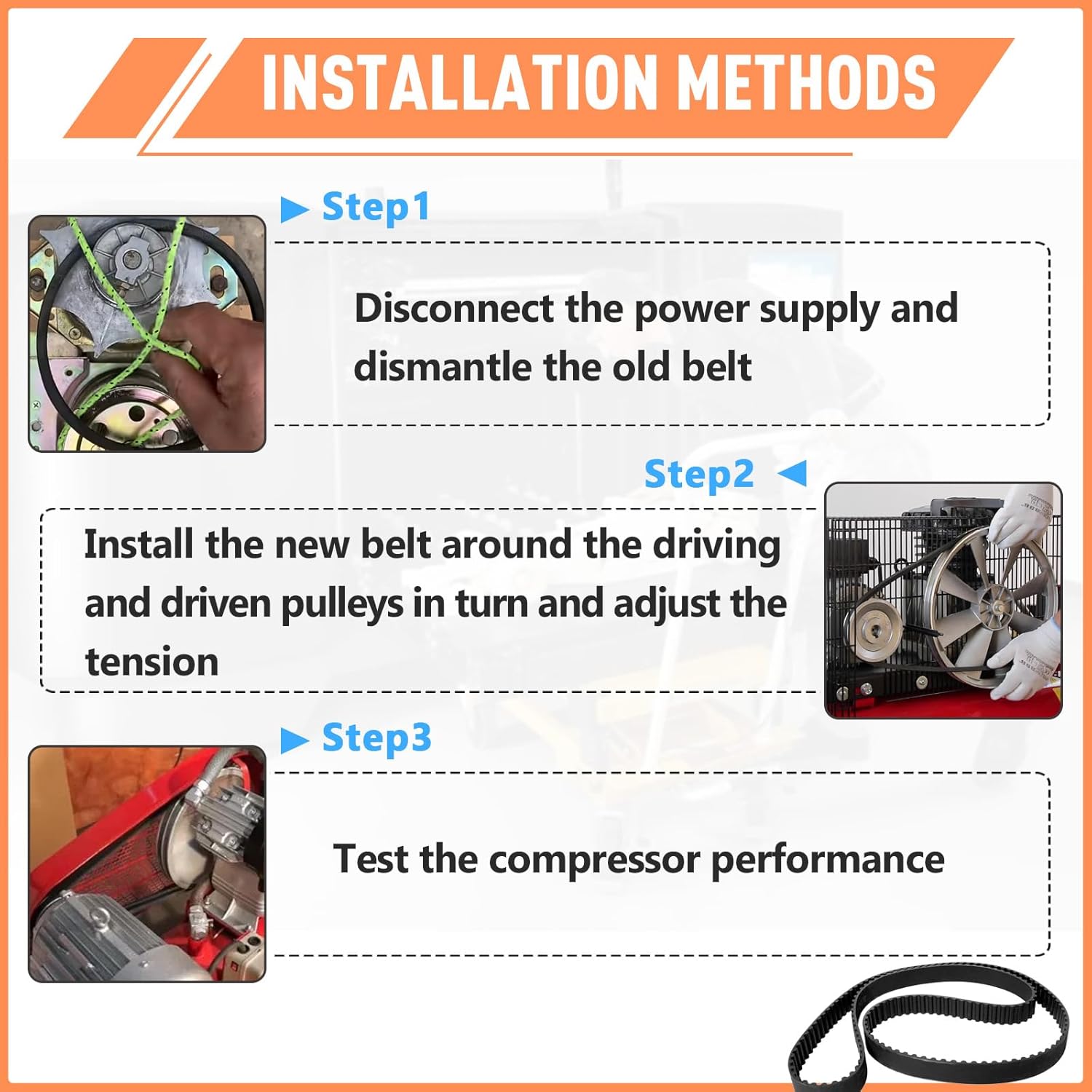 OF60150HA Replacement Belt Compatible with Ridgid Compressor Belts - Fits OF60150HA OF60150HB OF60150HBT Models - Replacement Belt Compatible with Ridgid Air Compressor Parts