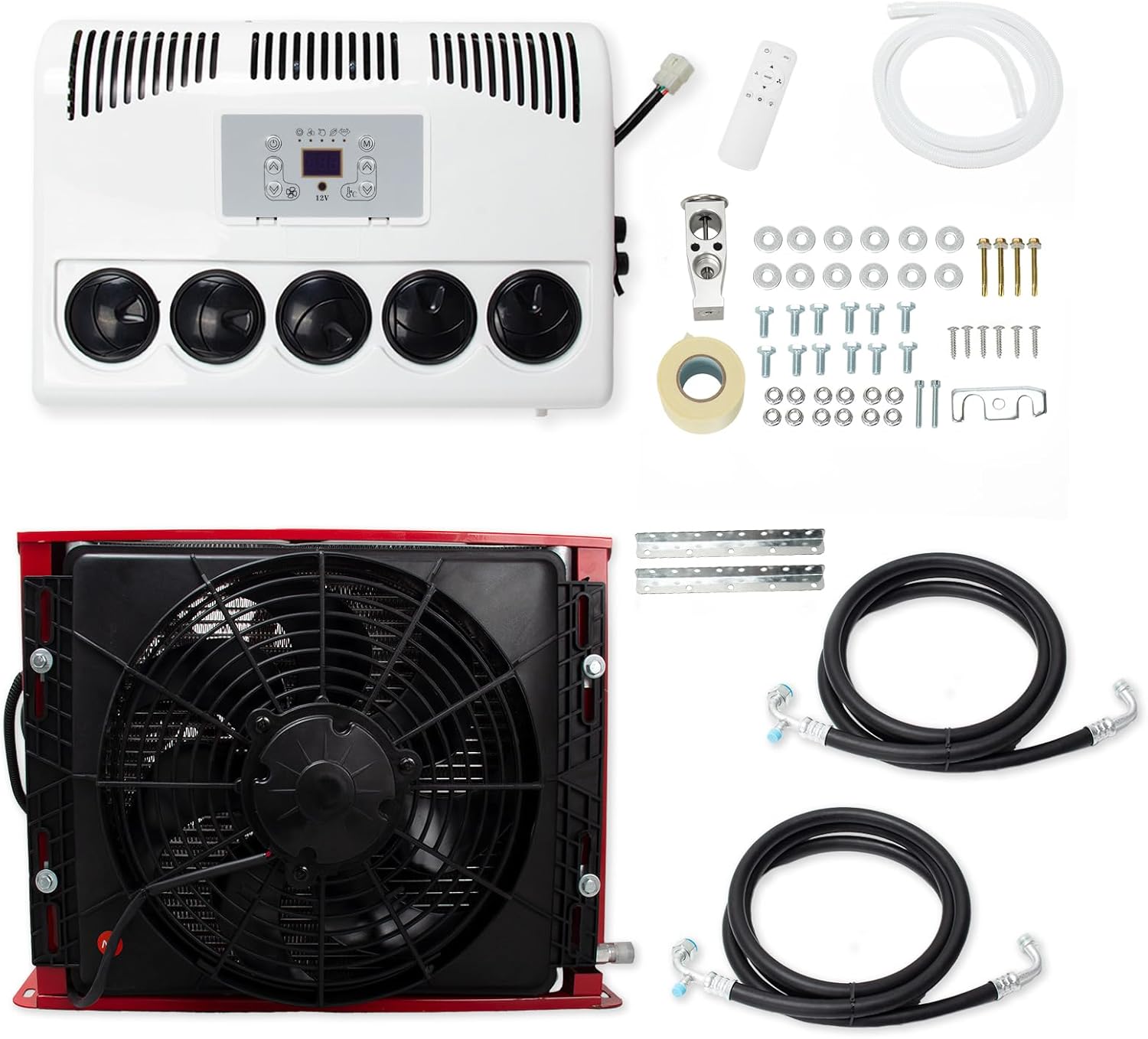 Universal Split Truck Cab 12V AC Unit RV Air Conditioner Mini 11000BTU Electric RV Truck Air Conditioner Camper A/C Unit, Only Cooling for Trailer, Vans, RVs, Vans, Motorhome, Fast Cooling