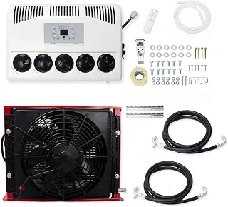12V AC Unit RV Air Conditioner, Split Type 1100BTU Truck Air Conditioner, Fast Cooling Suitable for Camping Vehicles, Trucks, RVs, Trailers, Excavators, Automotive air conditioner White