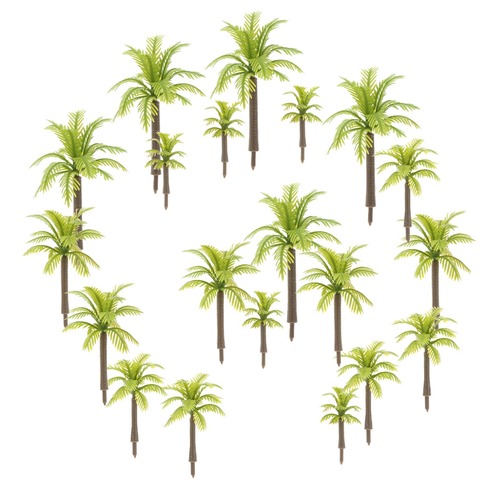 NALACAL 20 Pcs Miniature Coconut Palm Model Trees - Green Tree Model Plants for Train Scenery, Rainforest Diorama Supplies, Cake Toppers & DIY Projects