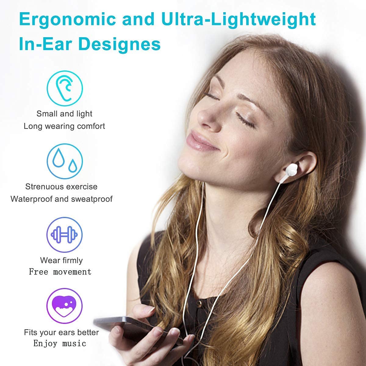 VddSmm Set di 4 cuffie con cavo con microfono e controllo del volume, adatte per telefoni cellulari, tablet, MP3 e altri dispositivi audio da 3,5 mm (3,5 mm
