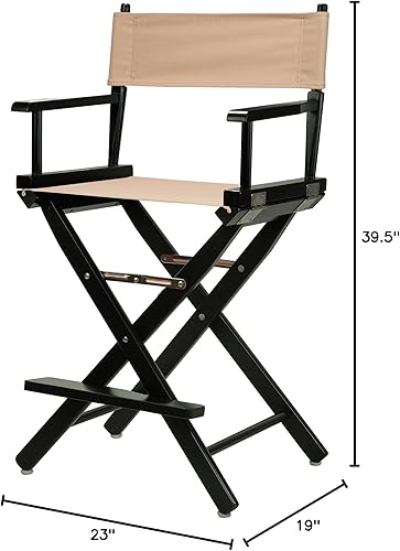 Miniatura 8 de Casual Home - Silla de director de 24.0 in, marco negro, con lona bronceada, altura de mostrador