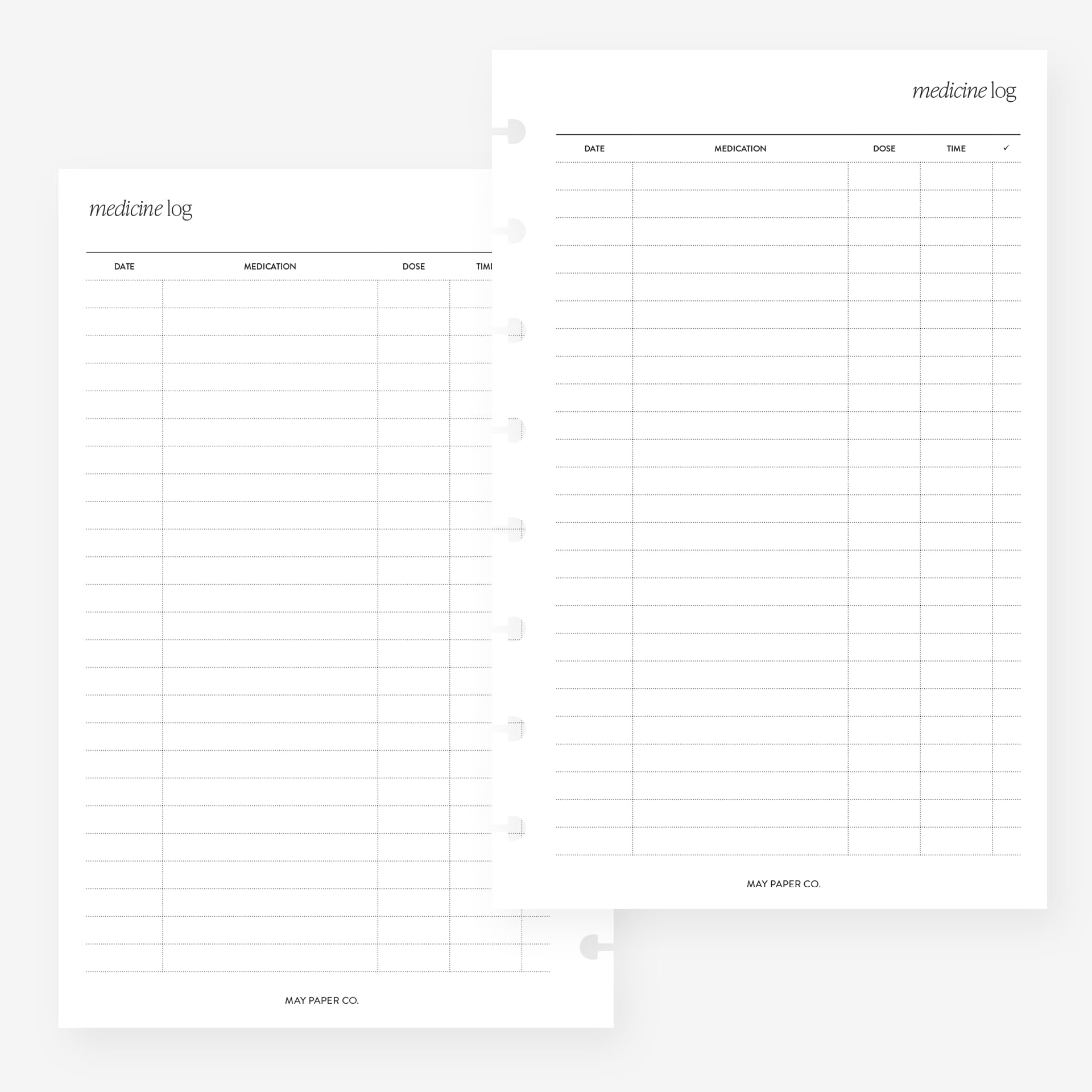 Half Letter Medicine Log Planner Insert 8-Disc Agenda Refill for Levenger Circa Junior, Arc by Staples, TUL Junior 5.5 x 8.5 in
