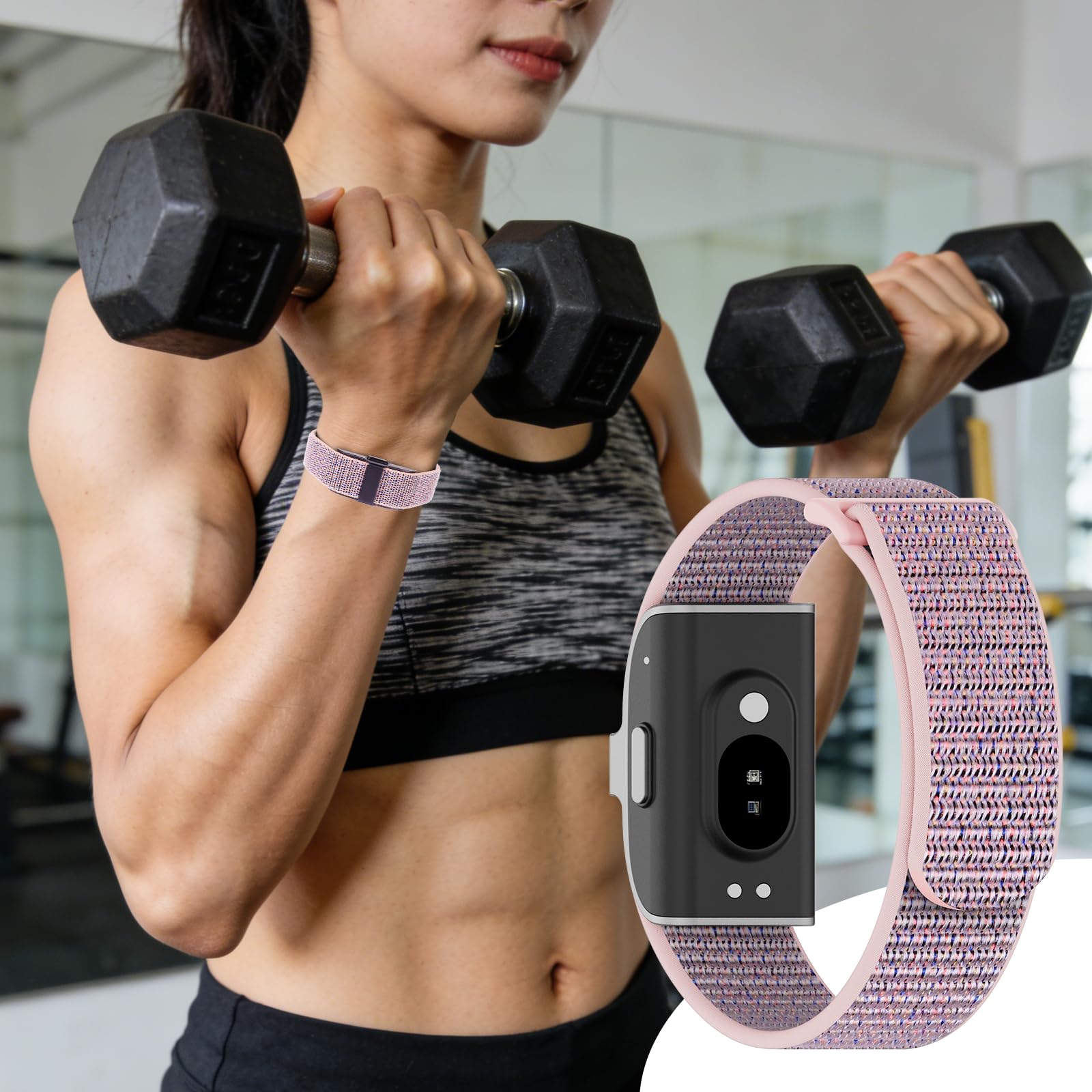 ZOOROO 3-Pack Nylon Loop Sport Replacement Bands Compatible with Hume Health Band, Soft Breathable Adjustable Wrist Band for Hume Band Replacement Strap Wristband for Fitness Tracker Women Men — view 6