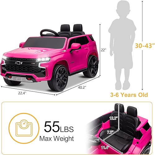 Miniatura 2 de VALUE BOX Chevrolet - Camión con licencia para niños, vehículo eléctrico con batería de 12 V, control remoto de 2.4 G, luces, bocina, música,