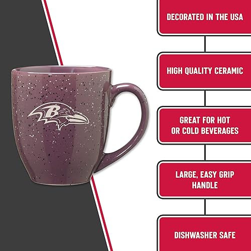 Miniatura 156 de Rico Industries, NFL Football - Taza de café de 16 oz de cerámica moteada, grabada con láser y de color de los equipos de fútbol americano de la NFL