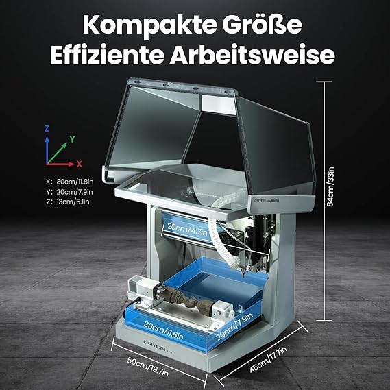 Makera Desktop CNC Milling Machine with 4th Axis Rotating Module Carvera Air Closed 4-Axis Mini CNC Milling Machine for 360° Cylinder Machining Aluminium Wood PCB Quick Change System & Auto