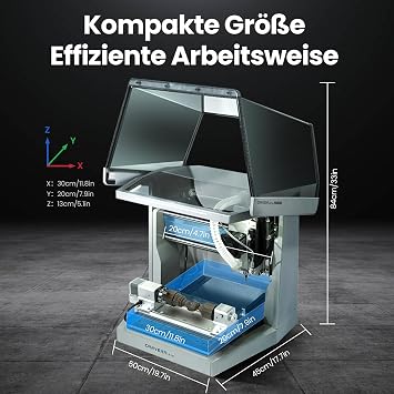 Makera Desktop CNC Milling Machine with 4th Axis Rotating Module Carvera Air Closed 4-Axis Mini CNC Milling Machine for 360° Cylinder Machining Aluminium Wood PCB Quick Change System & Auto