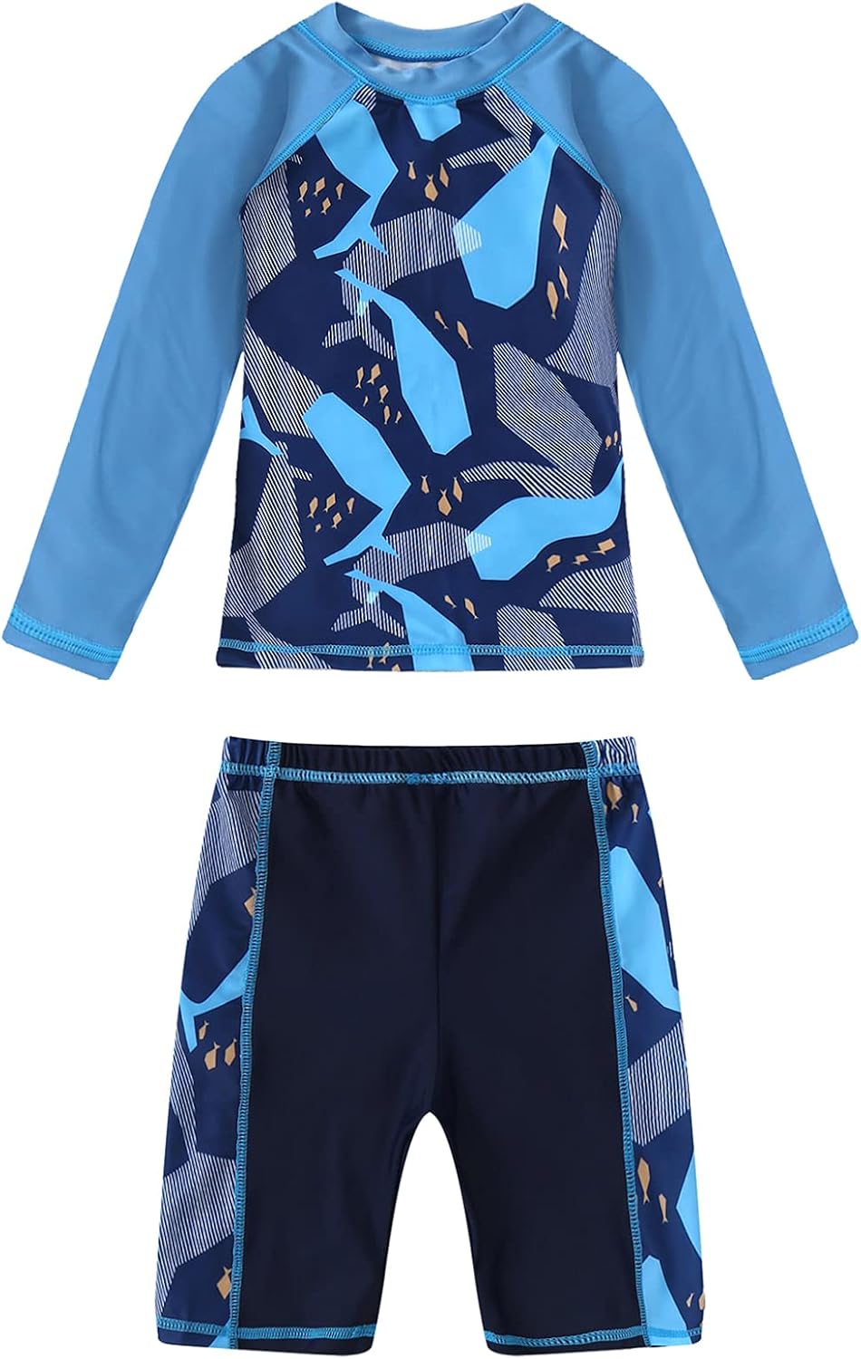 TTAO Little Big Boys Two Piece Swimsuits Rash Guard Sets Long Sleeve Sunsuit Swimwear Beachwear