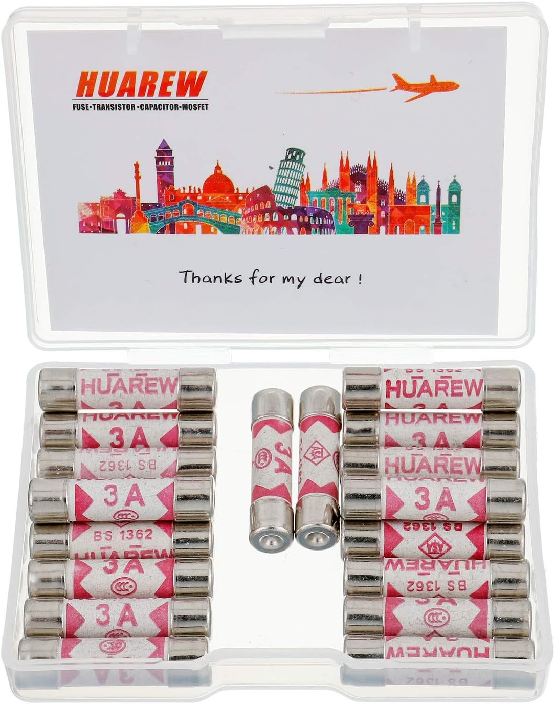 20 Pcs 3A 240V 6.3x25 mm BS1362 0.248x0.984 Inch Ceramic Tube Fuses