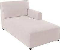 Vista 26 de FantasDecor Funda Elástica para Chaise Lounge Funda de Silla de Celosía con Reposabrazos para Sala de Estar Dormitorio Doble Brazo Tela Jacquard Gris