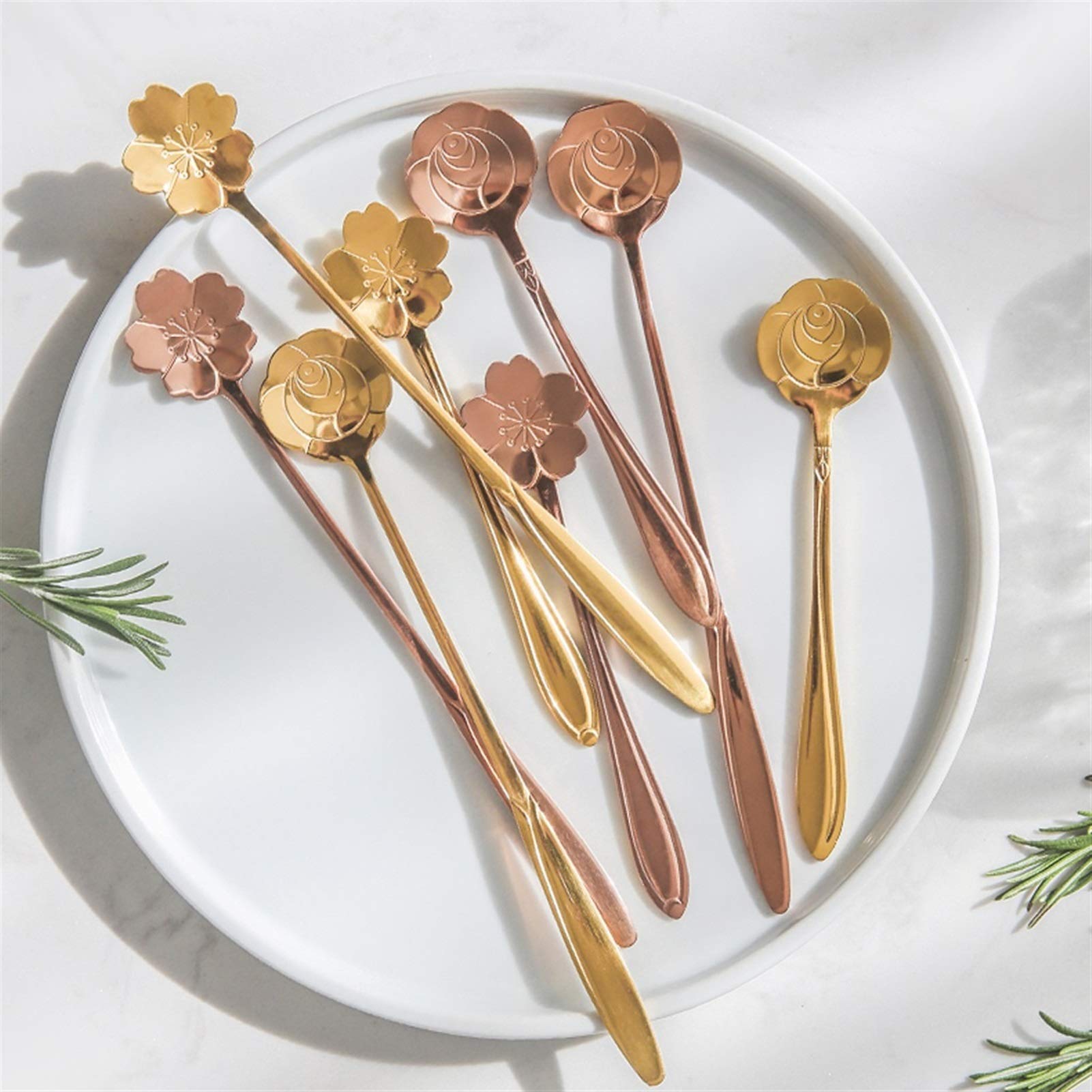 Cucharas de Postre Acero inoxidable creativo, té de leche, varilla de agitación de café, mango largo, cuchara de cerezo, cuchara de helado, cuchara de postre, cuchara de agitación ​Cucharas de Cóctel