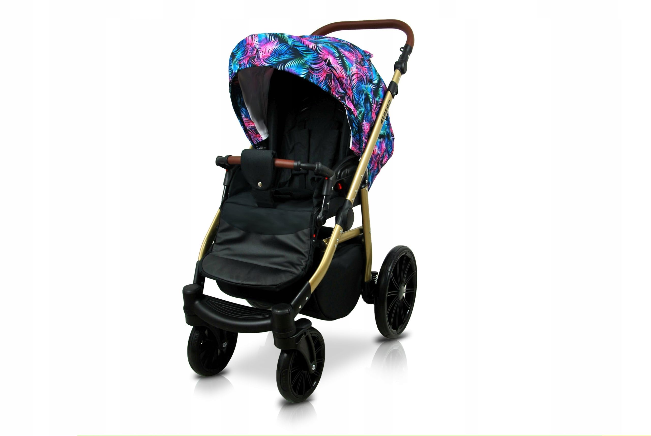 BabyLux Poussette Combinée Set 3 en 1 Aspero Nacelle Canne Siège Auto Pliable