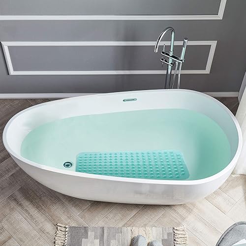 Miniatura 5 de YINENN Tapete para ducha y bañera, antideslizante y sin látex, con ventosas, lavable a máquina, con agujeros de drenaje (31 x 15.5 pulgadas, color