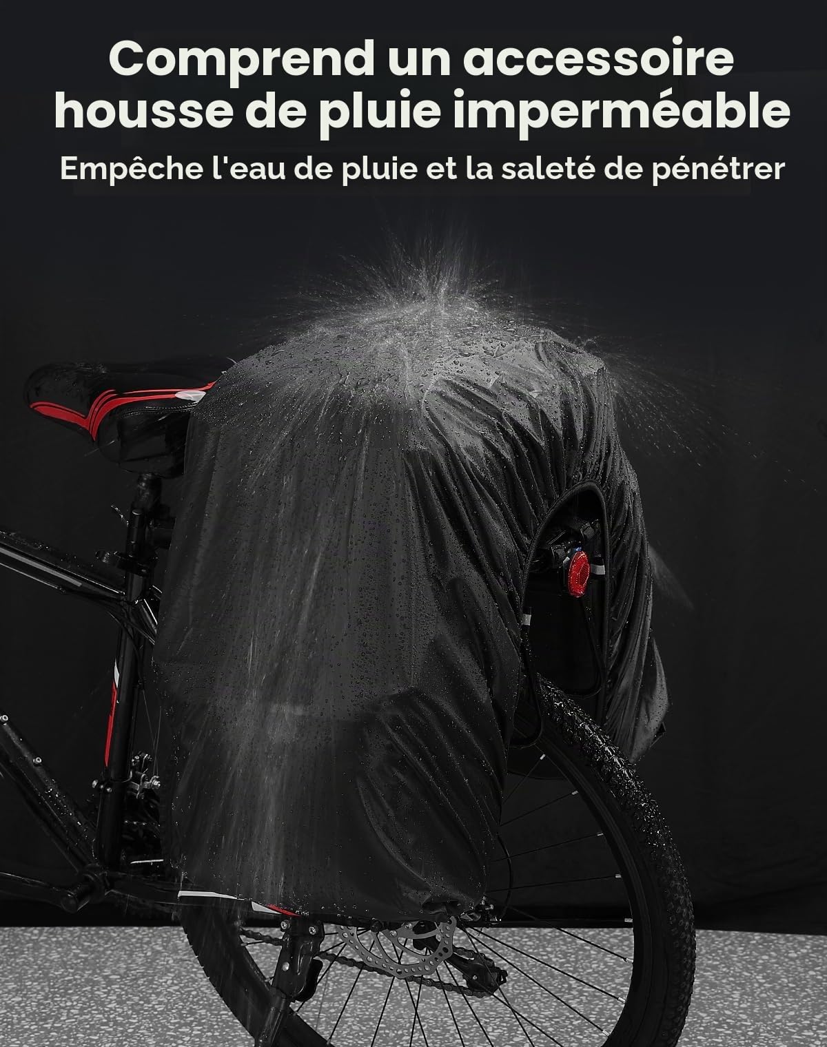 KEMIMOTO Sacoche Vélo Porte-Bagage Arrière, 52L Sacoches Vélo 3 en 1 Grande Capacité avec Housse Imperméable, Sac Velo avec Bandoulière Amovible pour Outdoor Voyage Sport
