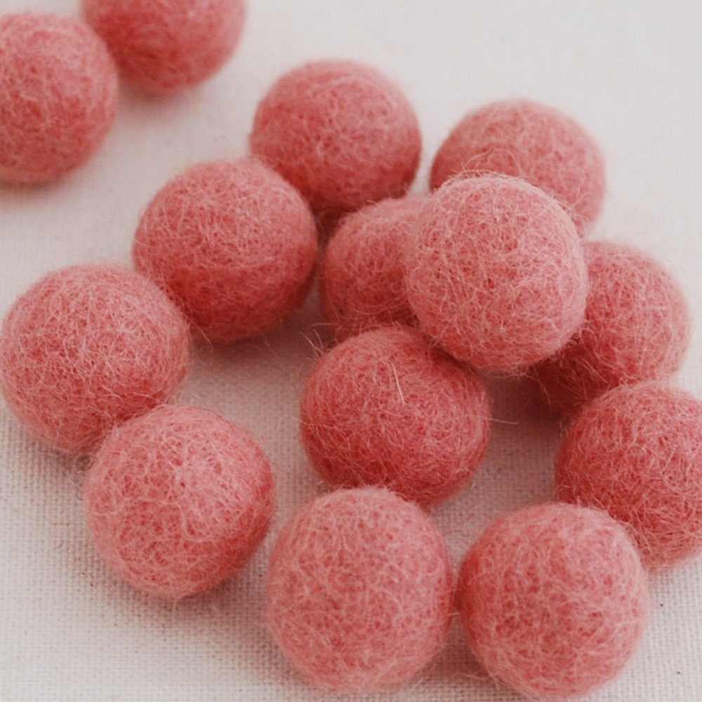 100% Wool Felt Balls - 1.5cm - 10 Felt Balls - Dusty Rose Pink