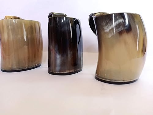 Miniatura 4 de AnNafi® Juego de 3 tazas de cuerno vikingo, vasos de chupito de whisky, tazas de cuerno real, copa de vino, copa de vino de cerveza | Colección de