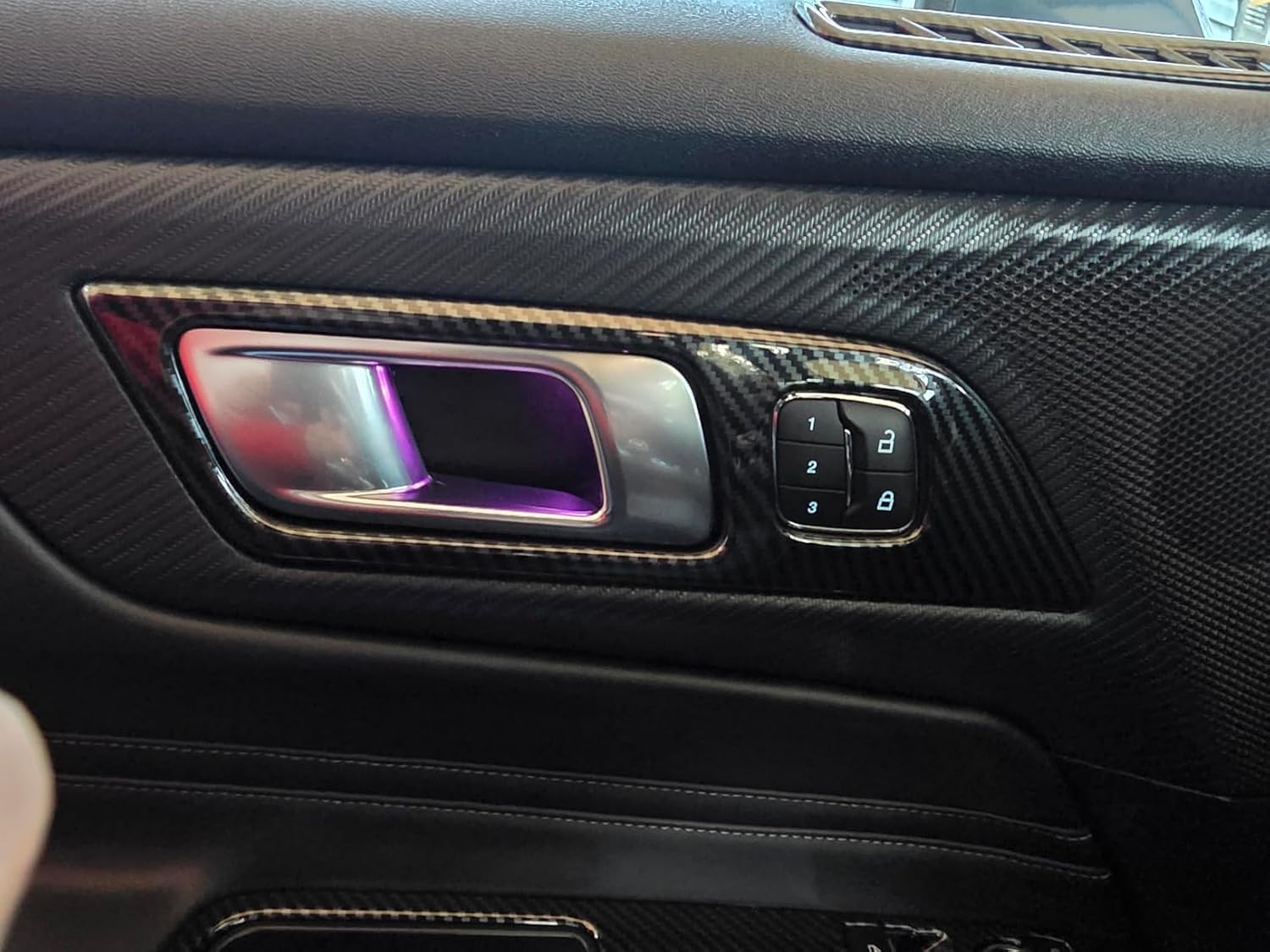 Interior Door Window Lift Switch Panel Cover Trims Accessoriess for 2015-2026 Ford Mustang Fastback (Door Trim kit,Carbon Fiber Pattern)