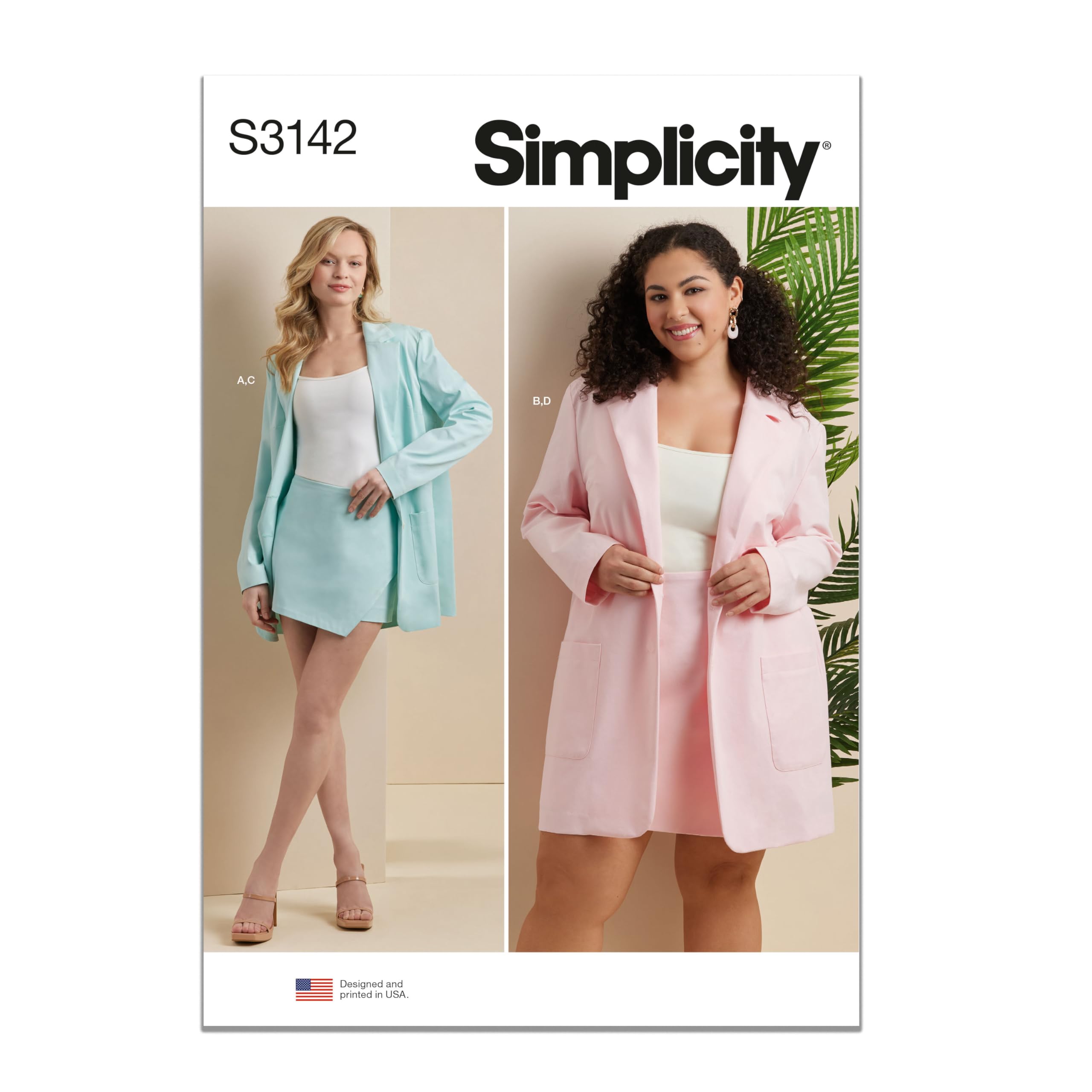 Simplicity Sewing Pattern SS3142W2 Misses' and Women's Blazer and Skorts W2 (20W-22W-24W-26W-28W)
