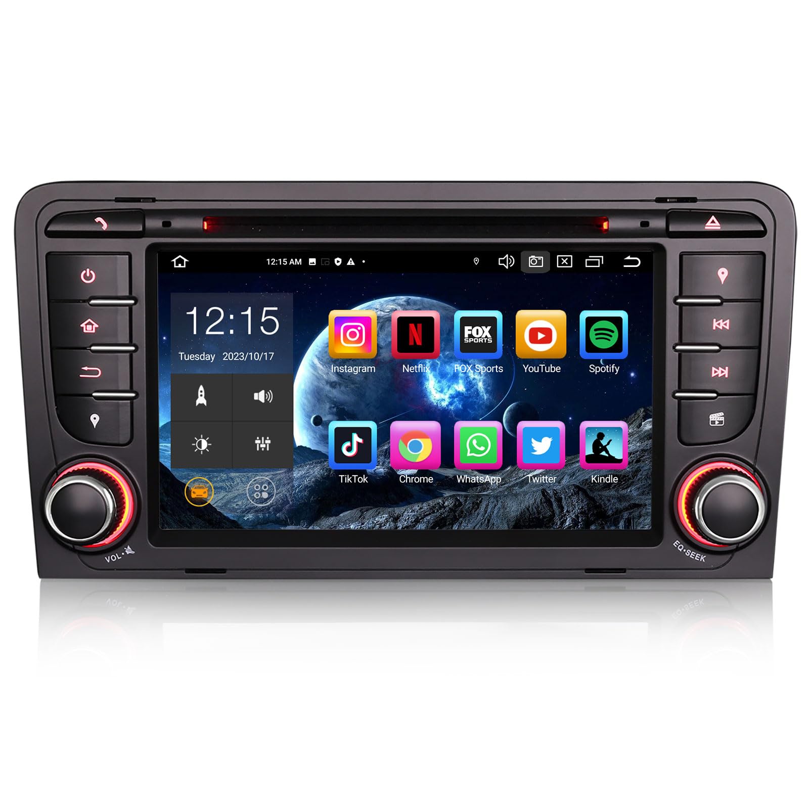 Erisin 7 Pulgadas 8 núcleos 4GB+64GB Android 14 Radio Coche GPS Navegador para Audi A3 8P RS3 S3 RESE-PU Pantalla táctil IPS Bluetooth 5.0 Carplay Android Auto DSP WiFi 4G Dab+ RDS DVD CD Canbus SWC