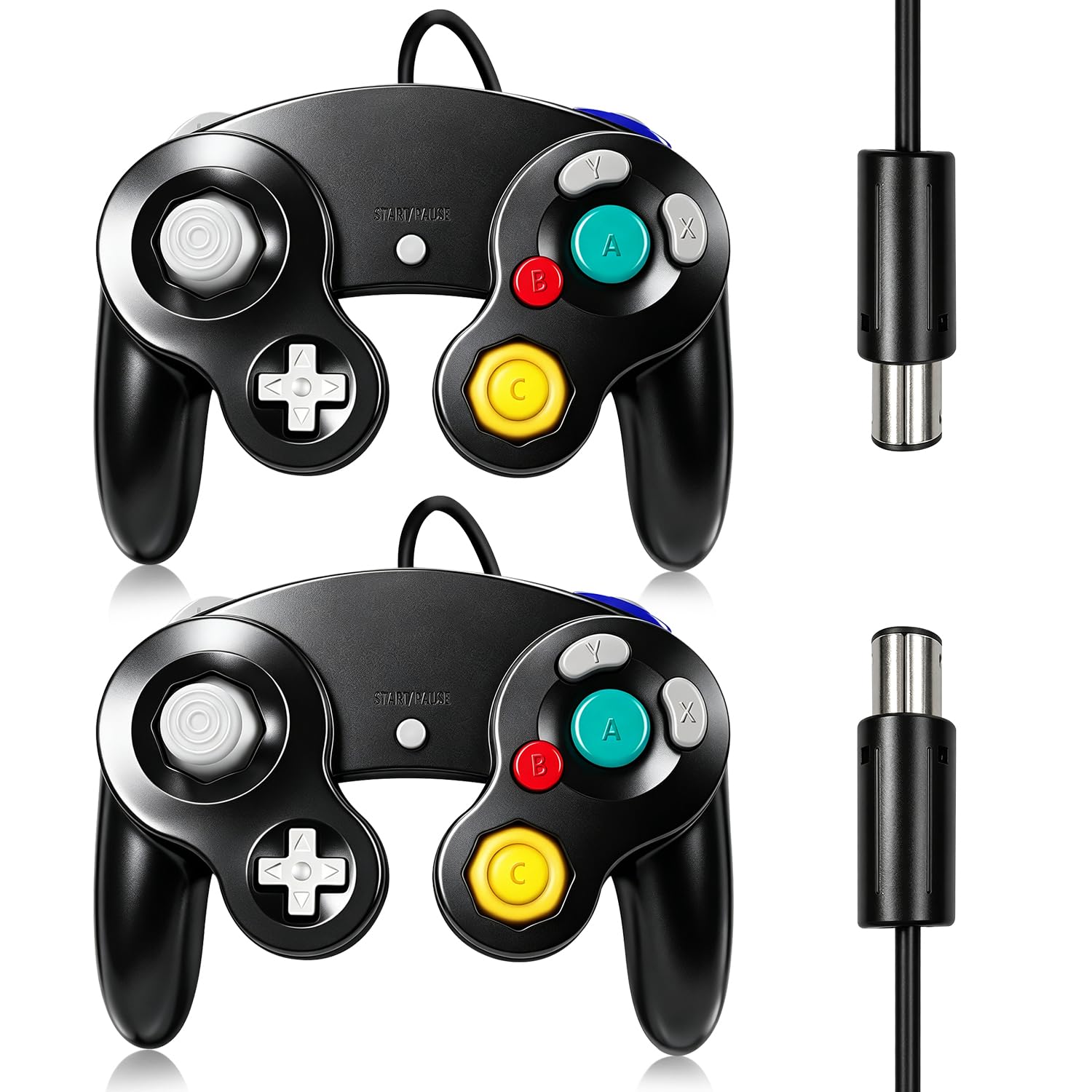 Gamecube - Controlador con cable, paquete de 2 controladores con cable para Gamecube, color negro
