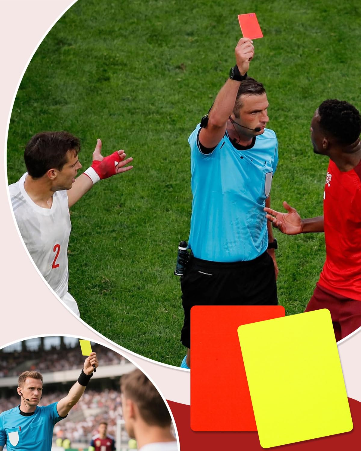 2 Pares Tarjetas Árbitro Fútbol PVC Rojas Amarillas Resistentes Accesorios Partido