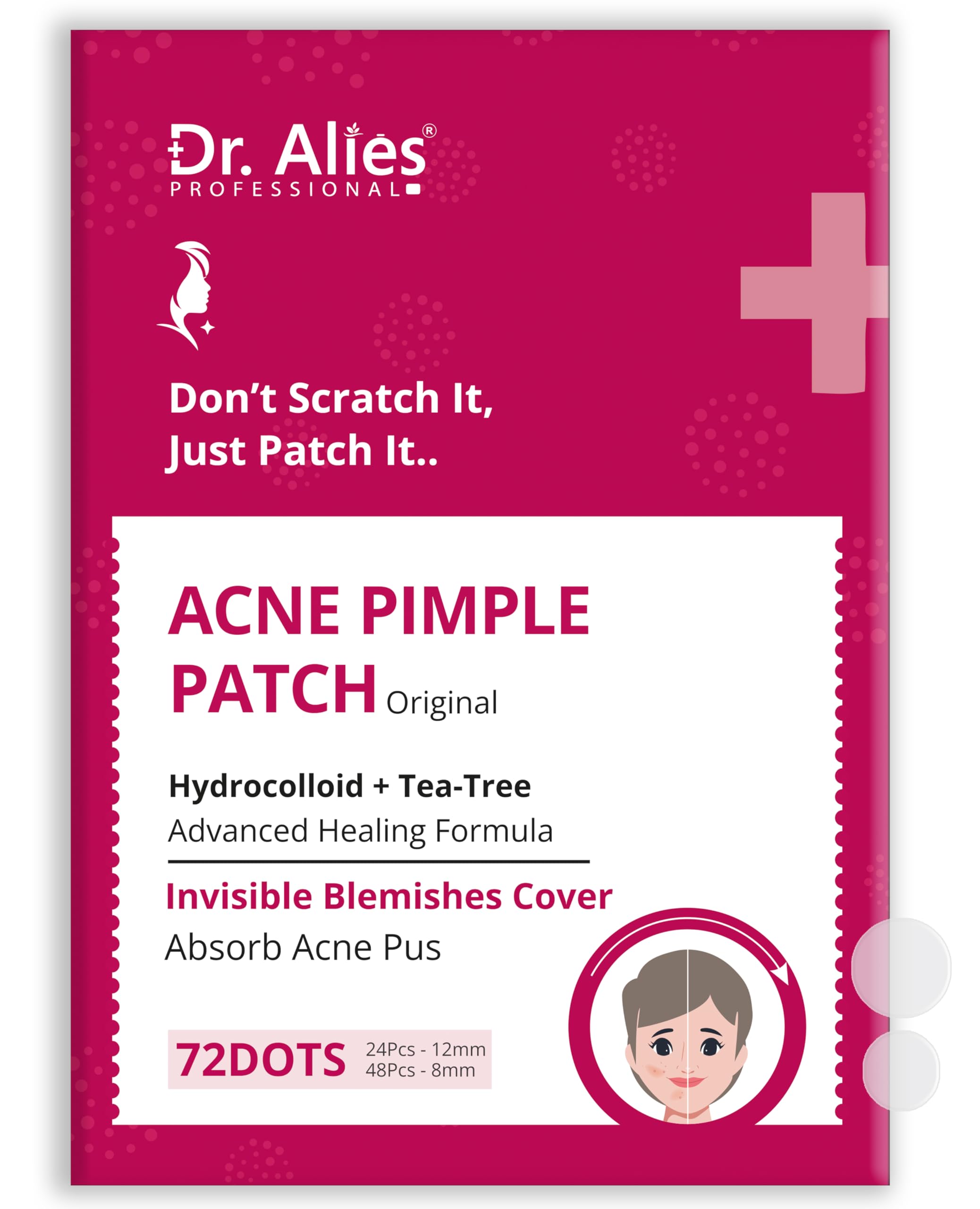 Hydrocolloid Acne Pimple Patch - 72 Dots | Fast Healing Spot Stickers for Zits and Blemishes | Vegan and Cruelty-Free | Skin and Face Care