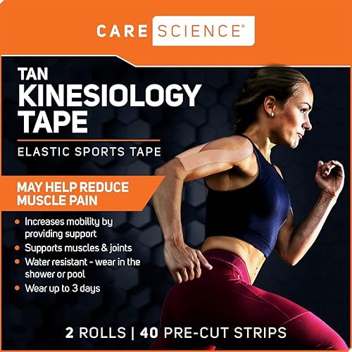 Miniatura 3 de Care Science Cinta de kinesiología impermeable, tiras resistentes al agua precortadas, cinta atlética elástica para deportes y levantamiento de