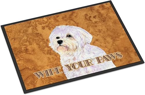 Caroline's Treasures SS4898MAT - Felpudo de corte maltés para puerta delantera, 18 x 27 pulgadas, para interiores y exteriores, para entrada,