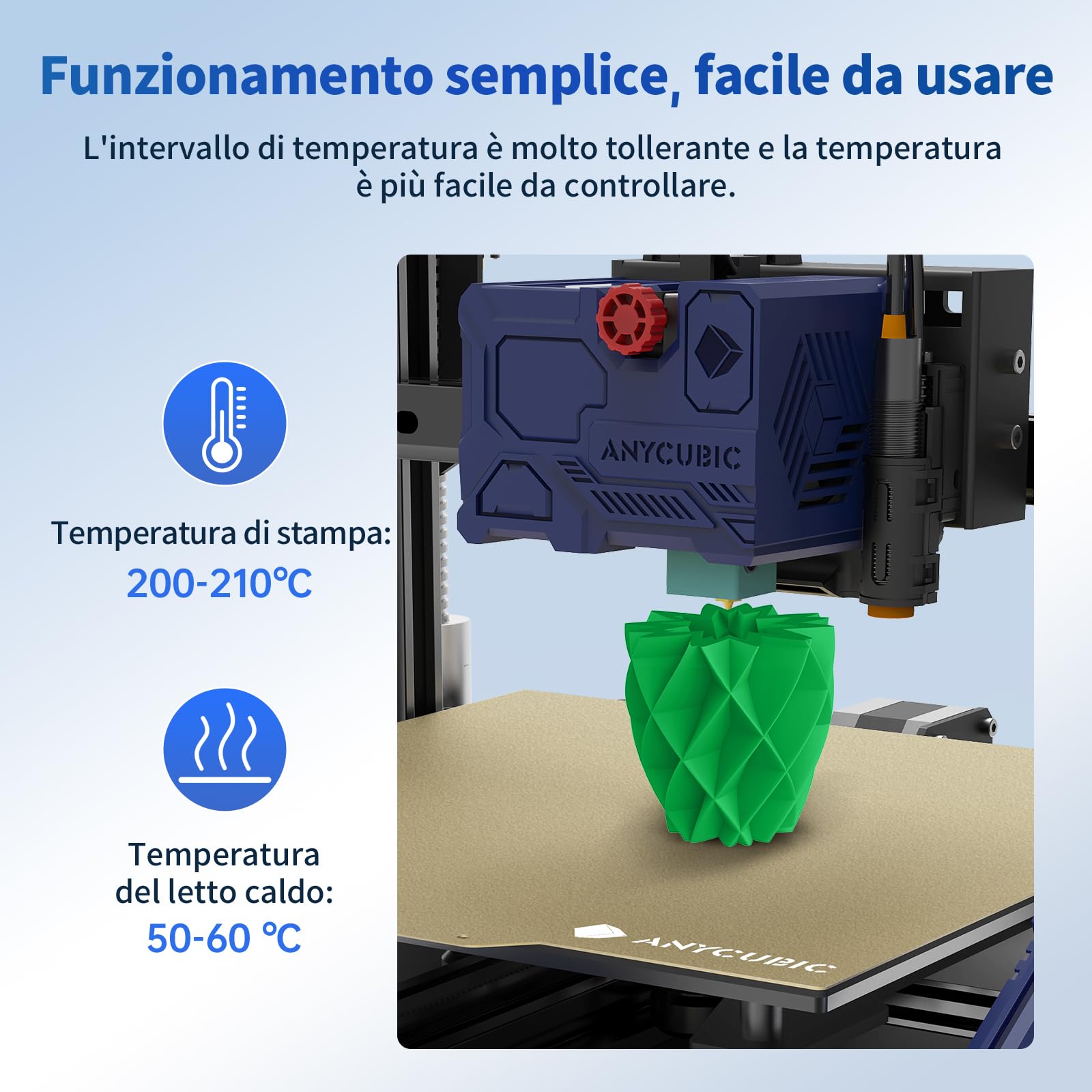 ANYCUBIC PLA Filamento per Stampante 3D, RFID Filamento PLA per Stampante 3D 1,75 mm Precisione Dimensionale +/- 0,02 mm(Verde Classico,1KG)
