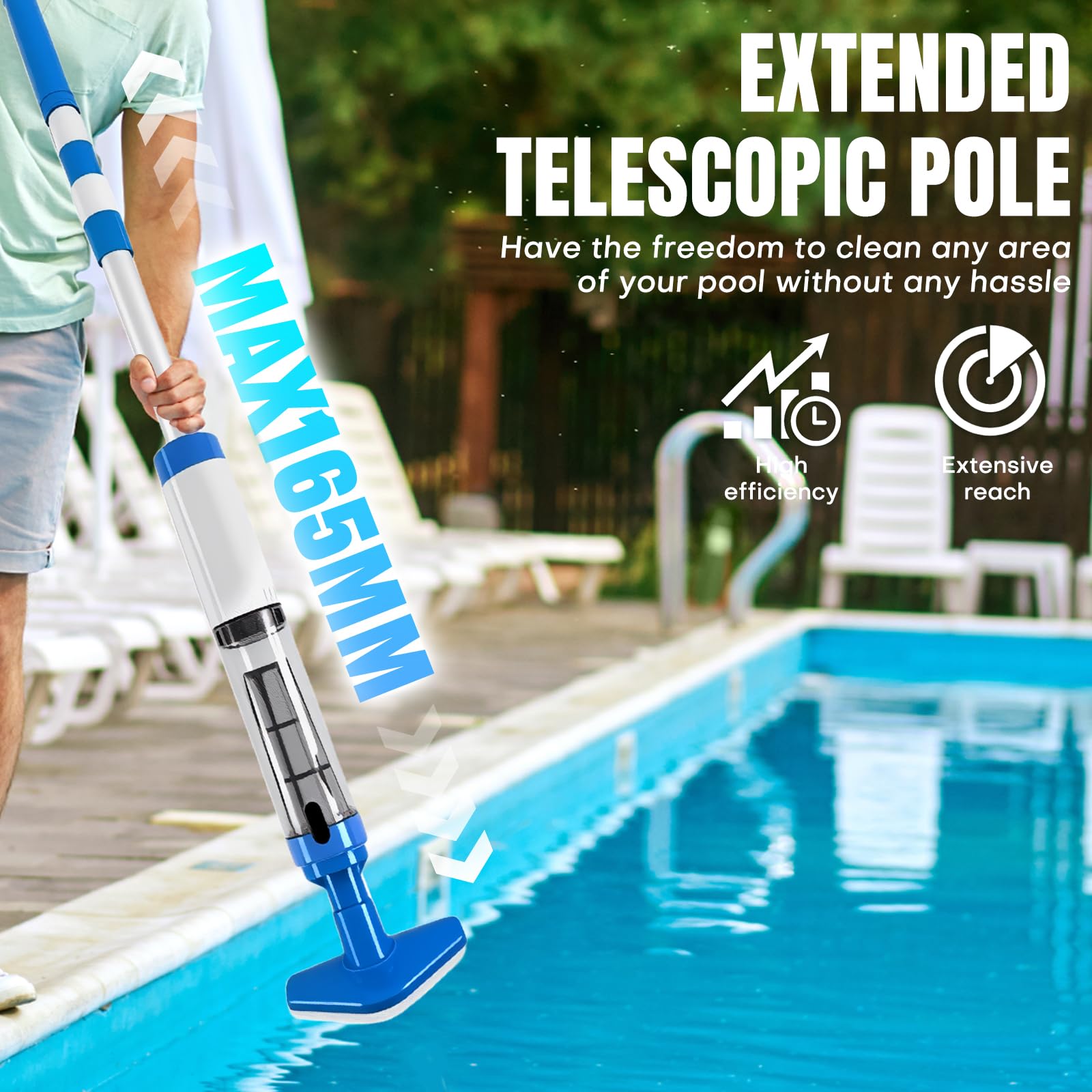 Aspirateur de Piscine sans Fil, 3 en 1 Nettoyeur Électrique Rechargeable avec 90 Mins d'Autonomie, Aspirateur Manuel pour Spa, Jacuzzi, Bain à Remous et Petites Piscines Hors-Sol