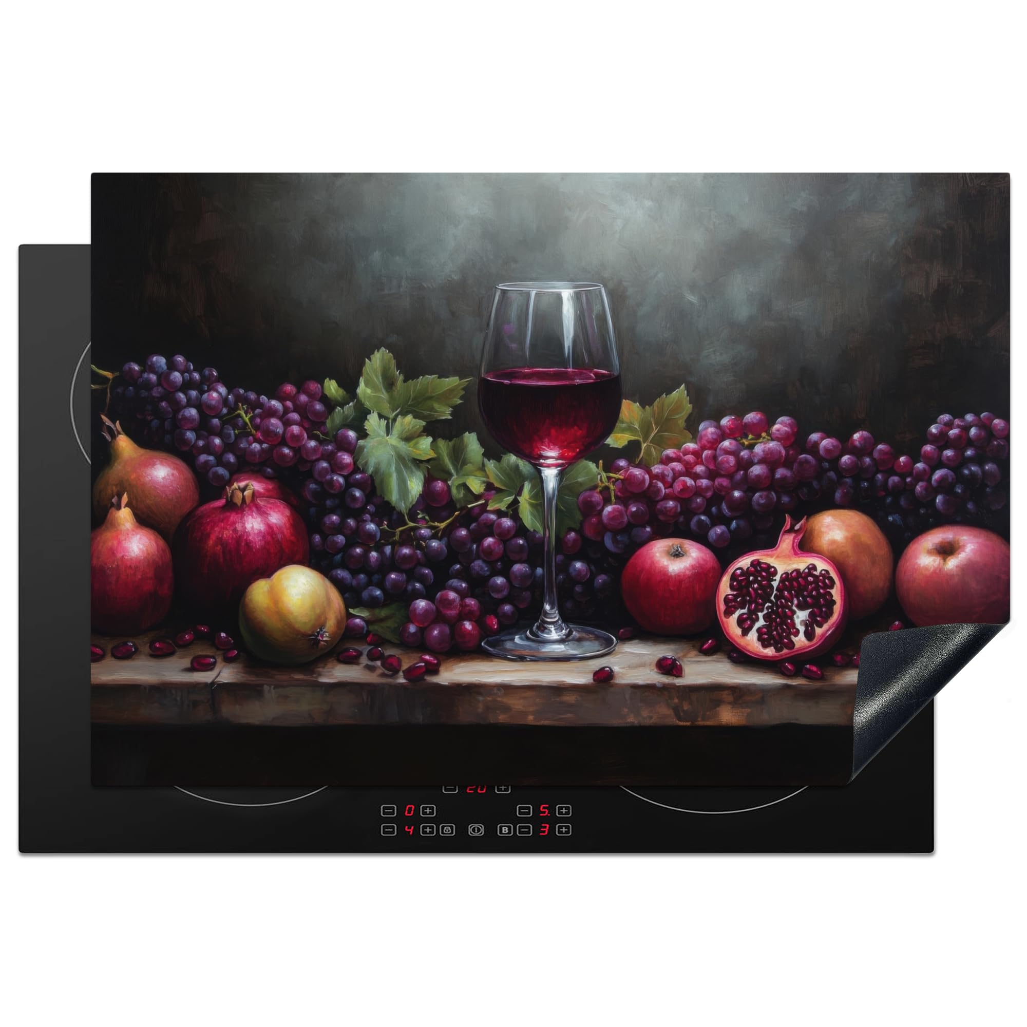 KitchenYeah© Induction Hob Cover Protector Mat 20.3"x29.9" / 76x51.5 cm Kitchen Universal Ceramic Covers for Electric Cookers Vinyl Wine - Fruit - Still Life