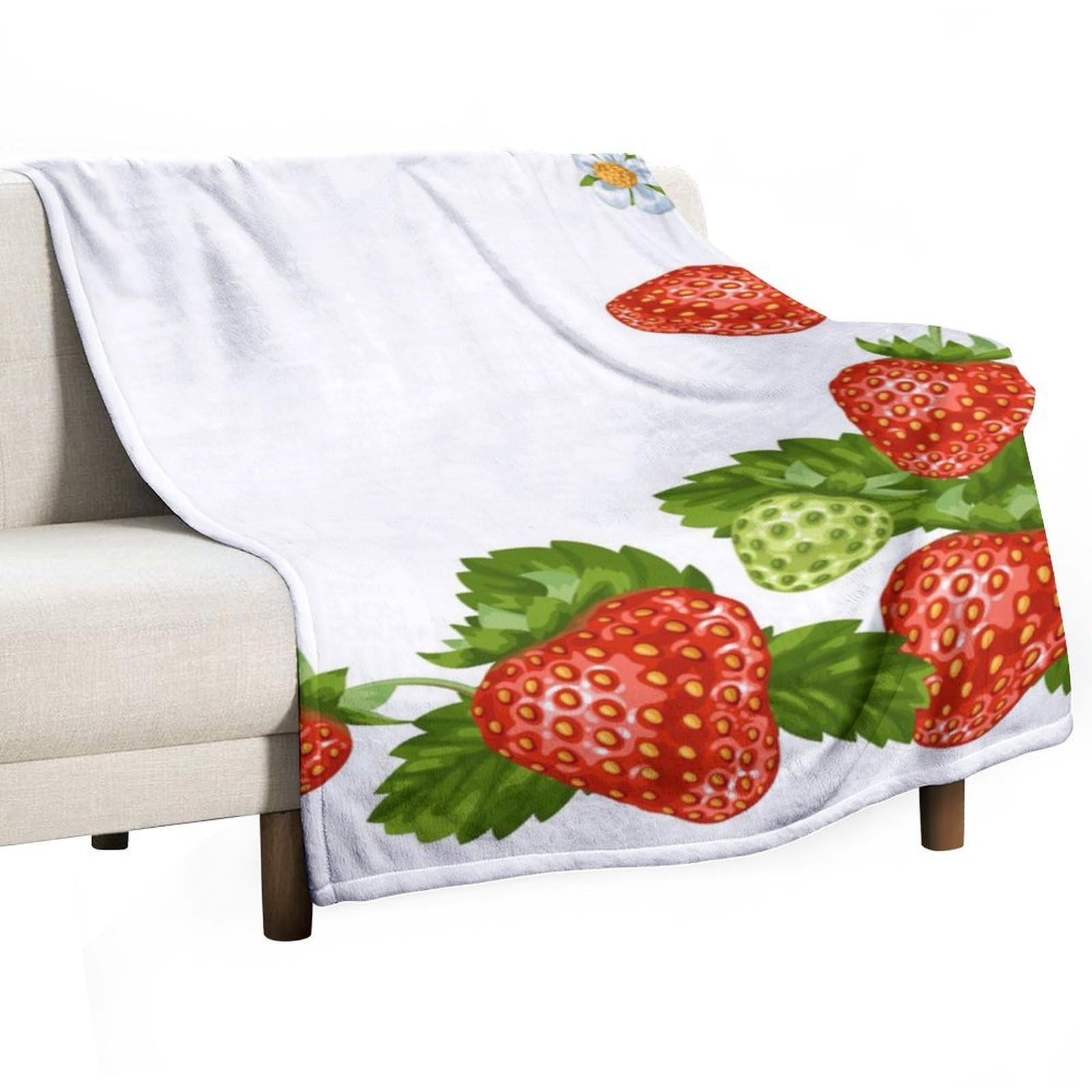MHYRAC Flannel Blanket, Strawberry Throw Blanket for Couch Sofa Bed Office, Soft And Comfortable Without Pilling