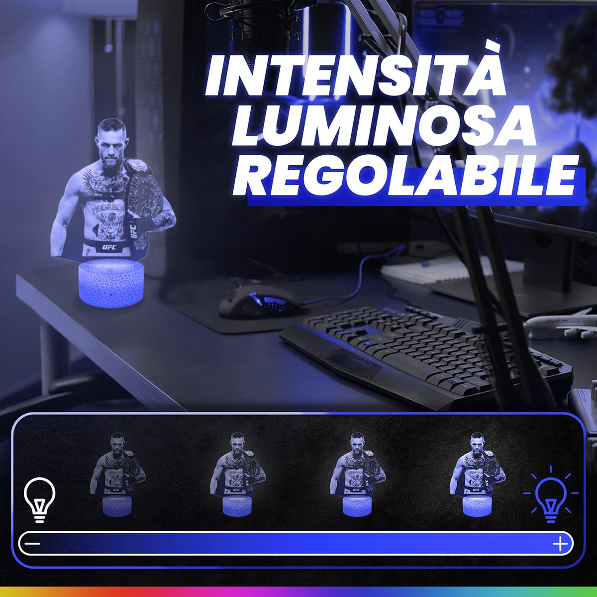 Lampada 3D Conor McGregor 'The Notorious' – Luci Notturne LED Personalizzabili Per Camera Da Letto, Decorazione MMA, Regalo Originale (Formato A5/A4) - 4