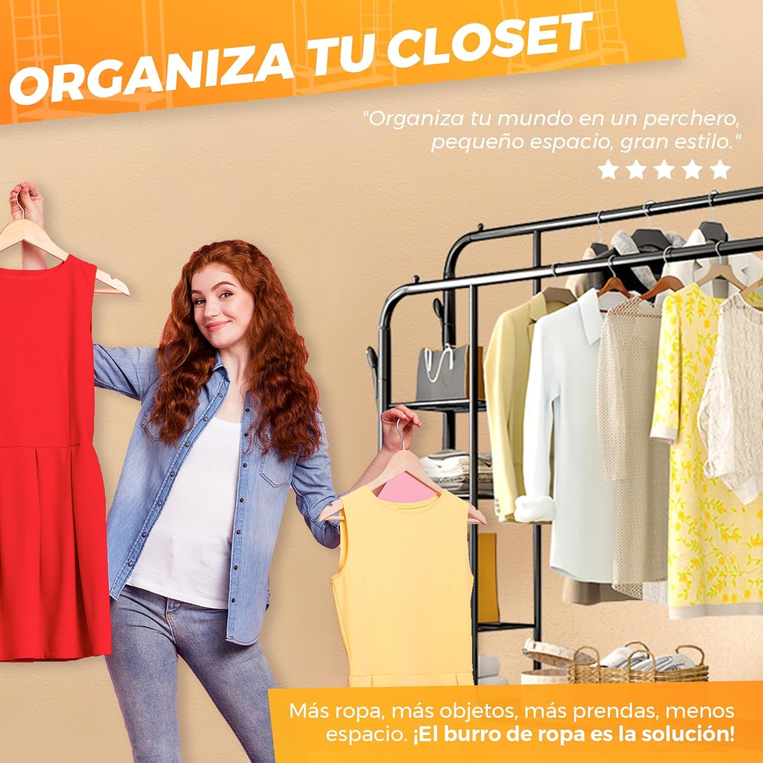Burro de Ropa Resistente 150 cm con Doble Barra y Zapatero - Perchero de Pie con Ruedas 360 Armario Abierto Multifunción para Vestidor y Dormitorio Antideformación - Acero Negro
