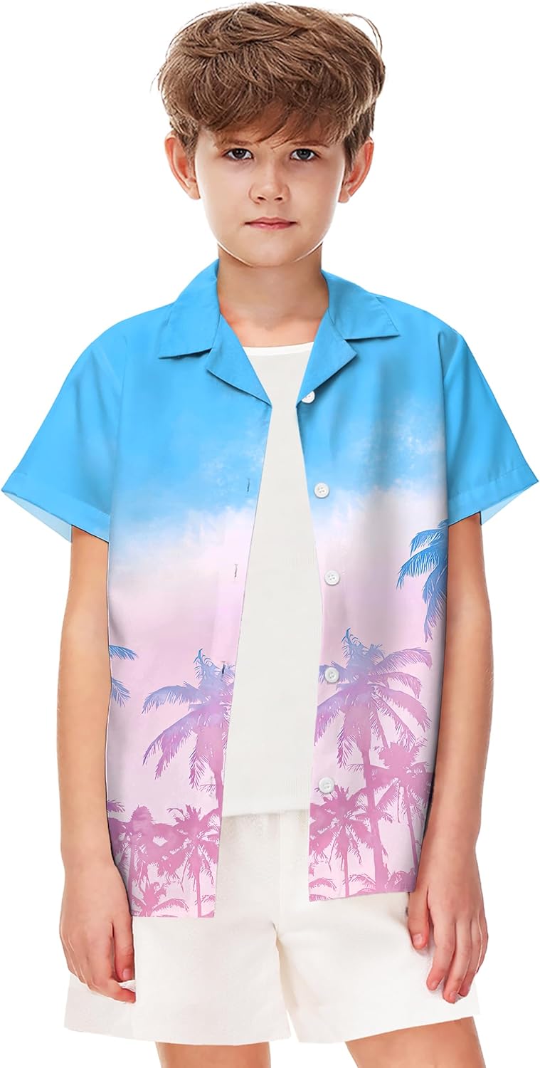 AOBUTE Unisex Kids Ugly Christmas Shirt Boys Funny Santa Hawaii Button Up Shirts 5-14 Years - Image 4