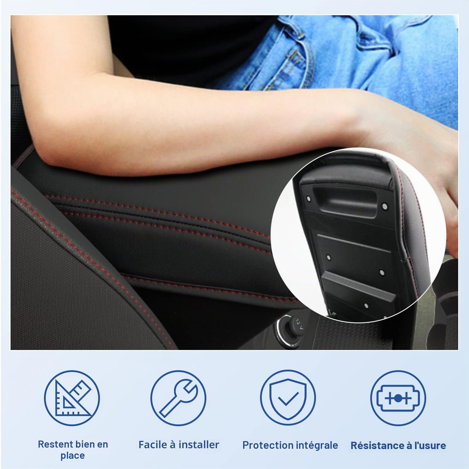 CDEFG Seat Leon 5F MK3 2013-2019 Housse de Protection pour Accoudoirs Voiture Console Centrale Leon 3 Accoudoir Couverture Couvercle de boîte d'accoudoir Leon 5F Accessoire