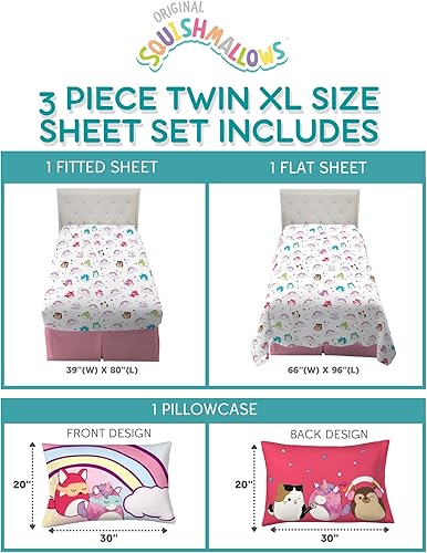 Miniatura 4 de Franco Collectibles Ropa de cama Squishmallows - Juego de sábanas de microfibra supersuave, tamaño individual XL, artículos esenciales para