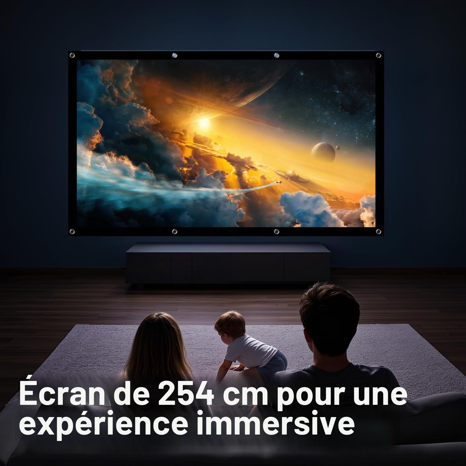 Ecran Projection Extérieur 100 Pouces, Infroissable Haute RéSolution, Toile Projecteur Portable, Blanc Videoprojecteur 4k, écrans de Projection pour Home Cinéma, TV, Bureau, école et Camping
