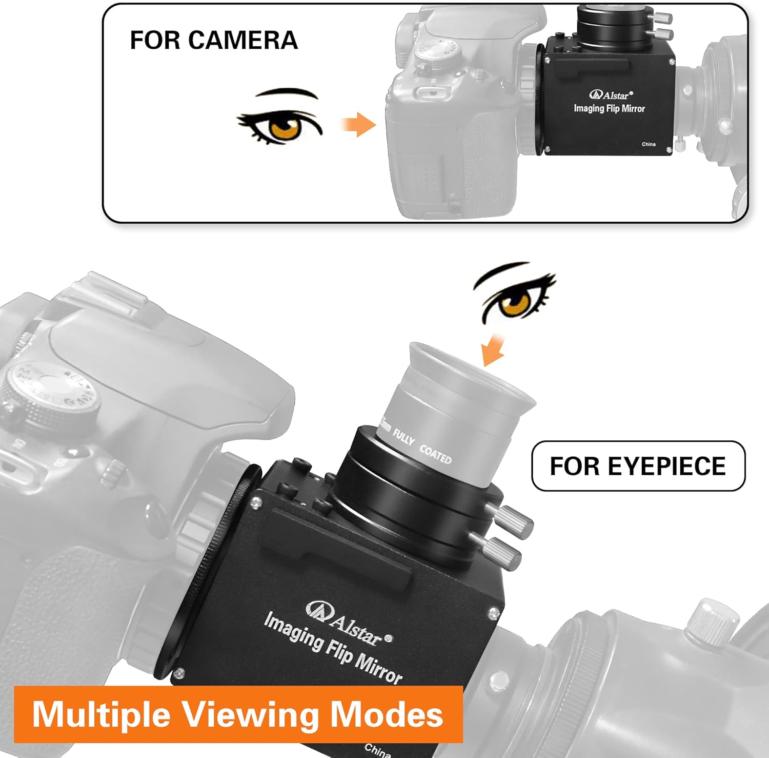 Alstar Binocular Tripod Adapter - Bundle with - 1.25 inch Flip Mirror with Eyepiece Adapter