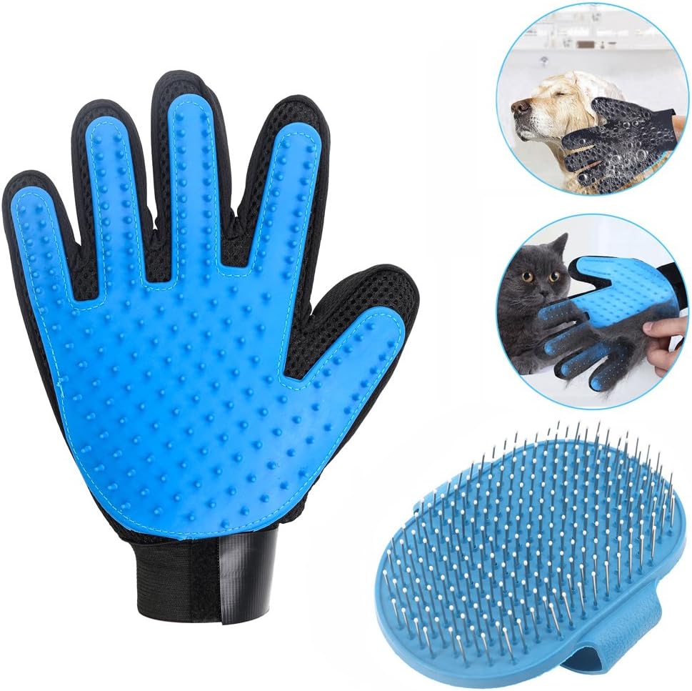 YESSBON Pet Grooming Glove & Message Bath Brush Dogs and Cats Hair Remover Mitt Efficient Shedding Tool Easily Removes Loose Hair Fits Long and Short Haird Pets (Right Hand)